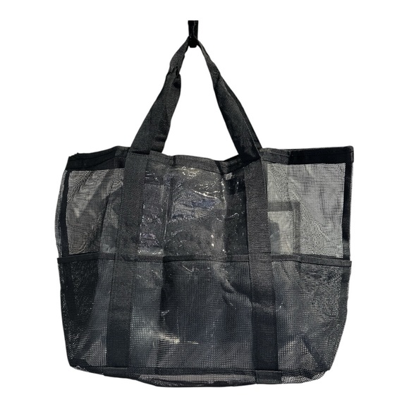 Black Mesh Beach Tote with Ventilation - Picture 6 of 7